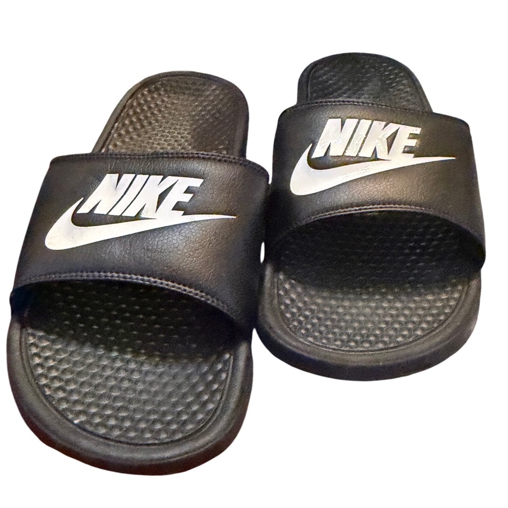 Nike Benassi JDI‎ Black White Mens Slide Sandals Size 12 EUC